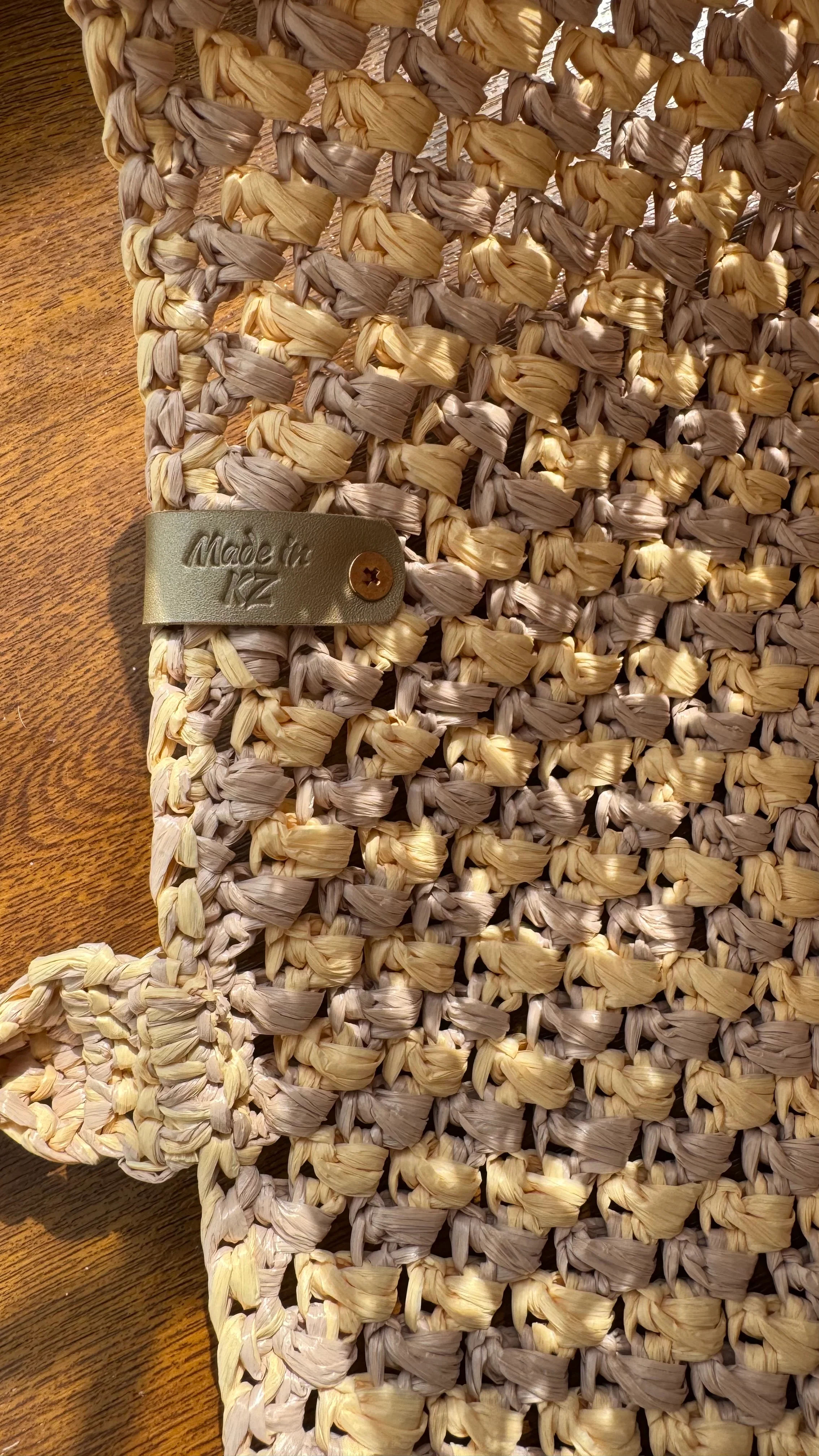 Hand-Crocheted Raffia Tote Bag – Natural Beach Bag with Sturdy Handles - Image 3
